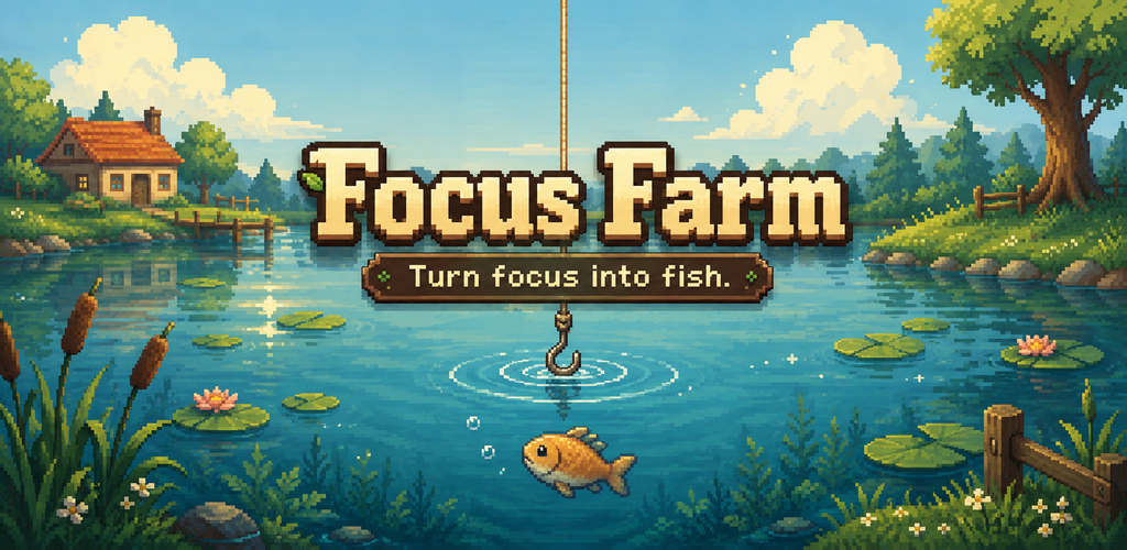 Focus Farm feature graphic for the gamified focus timer app